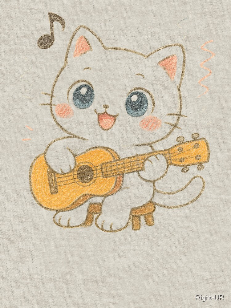 Singing Cat with Guitar, Purrfectly Musical Vibes, cat lover by johnnie2749