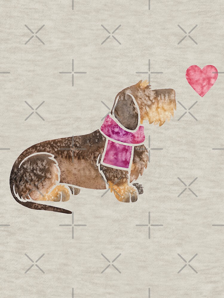 Watercolour Dachshund (wirehaired) by animalartbyjess
