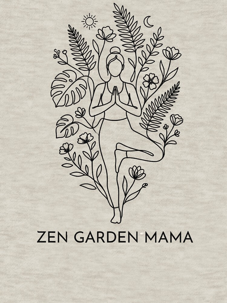 Zen Garden Mama Floral Yoga Line Art - Minimalist Black Ink Design by Jaroslaw-S