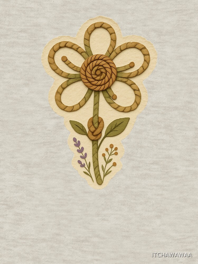 Rope Crafted Flower With Botanical Accents by ITCHAWAWAA