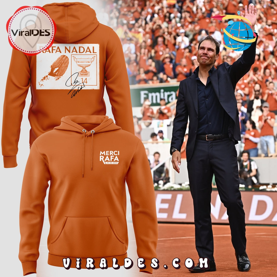 Rafael Nadal Signature Orange Hoodie, Long Pants