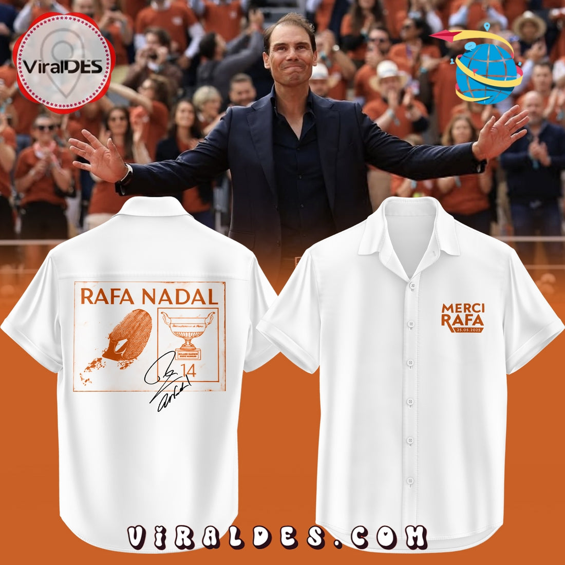 Rafael Nadal Signatures Exclusive White Hawaiian Shirt