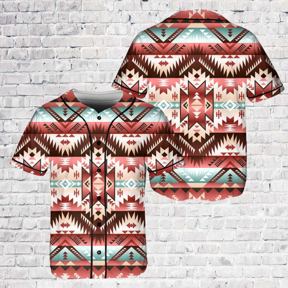 Red Pattern Tribal Native Baseball Jersey - Aopprinter T-Shirts, Hoodie, Sweatshirt | WearSparks.com (Image 2)