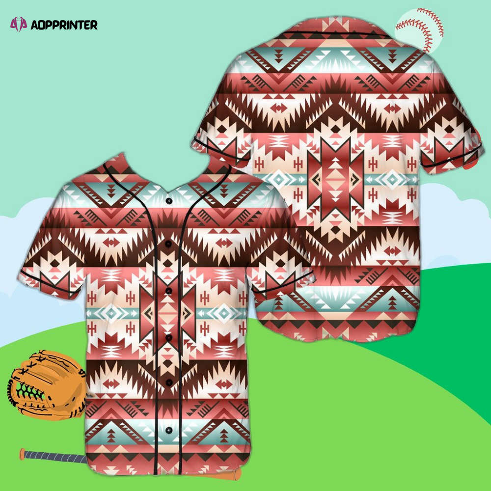 Red Pattern Tribal Native Baseball Jersey - Aopprinter T-Shirts, Hoodie, Sweatshirt | WearSparks.com (Image 1)