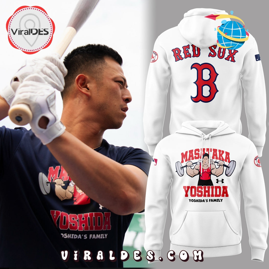 Red Sox x Masataka Yoshida’s Family White Hoodie, Long Pants