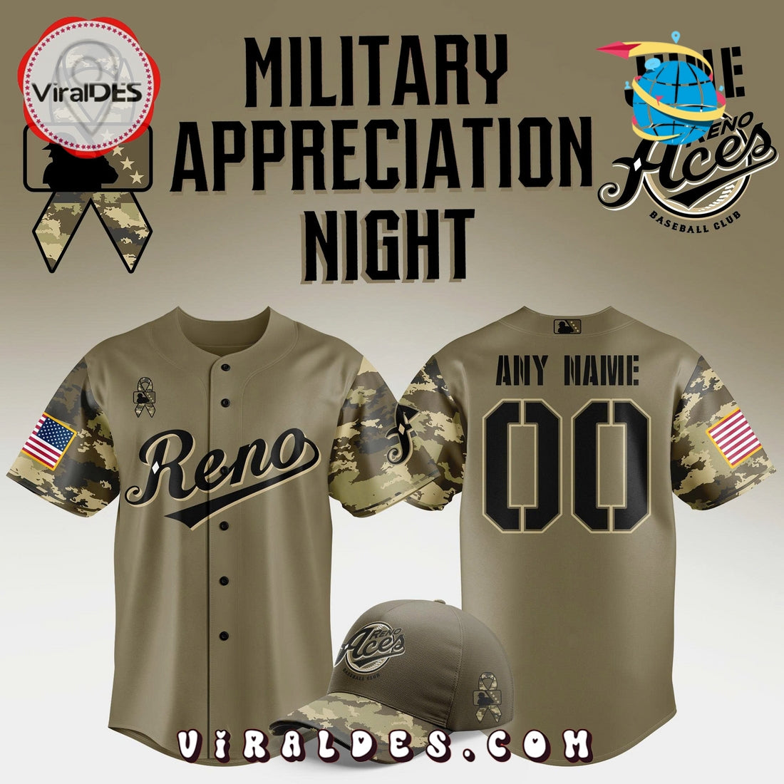 Reno Aces Military Appreciation Night 2025 Baseball Jersey
