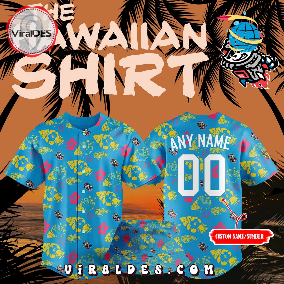 Rocket City Trash Pandas Hawaiian 2025 Baseball Jersey
