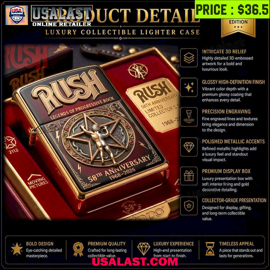 Rush Rock Legend 58th Anniversary Zippo Lighter Case