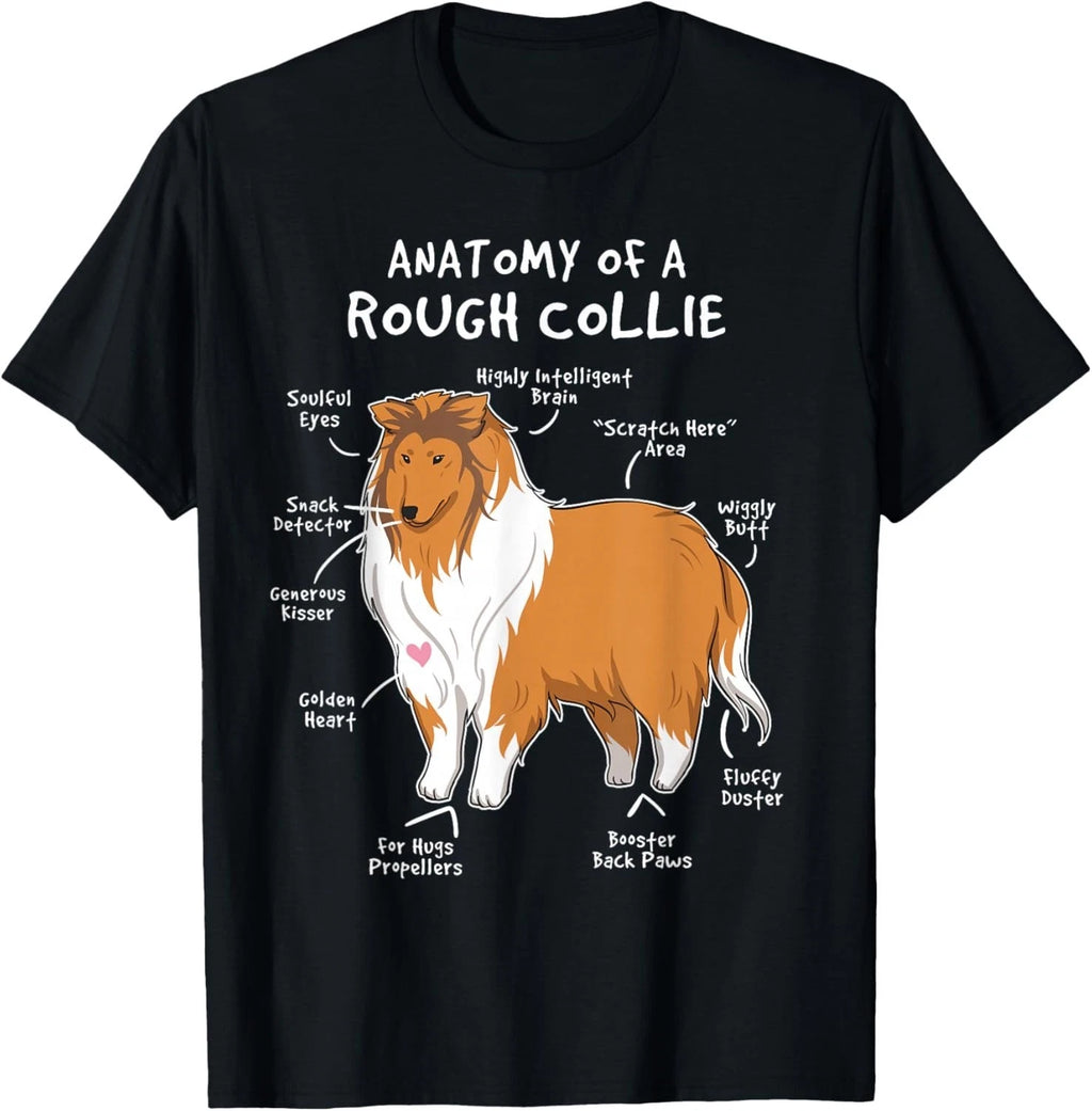 Rough Collie Anatomy T-Shirt, Funny Dog Lover Puppy Gift Tee Shirt For Dog Dads