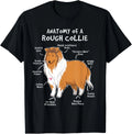 Rough Collie Anatomy T-Shirt, Funny Dog Lover Puppy Gift Tee Shirt For Dog Dads