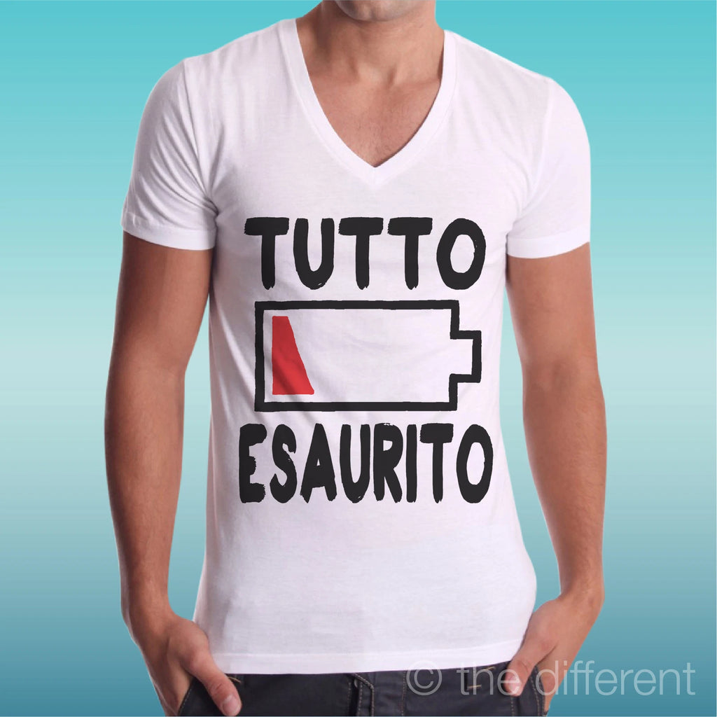T-shirt Man V Neck Cute Sono Everything Esaurito Battery Gift Idea