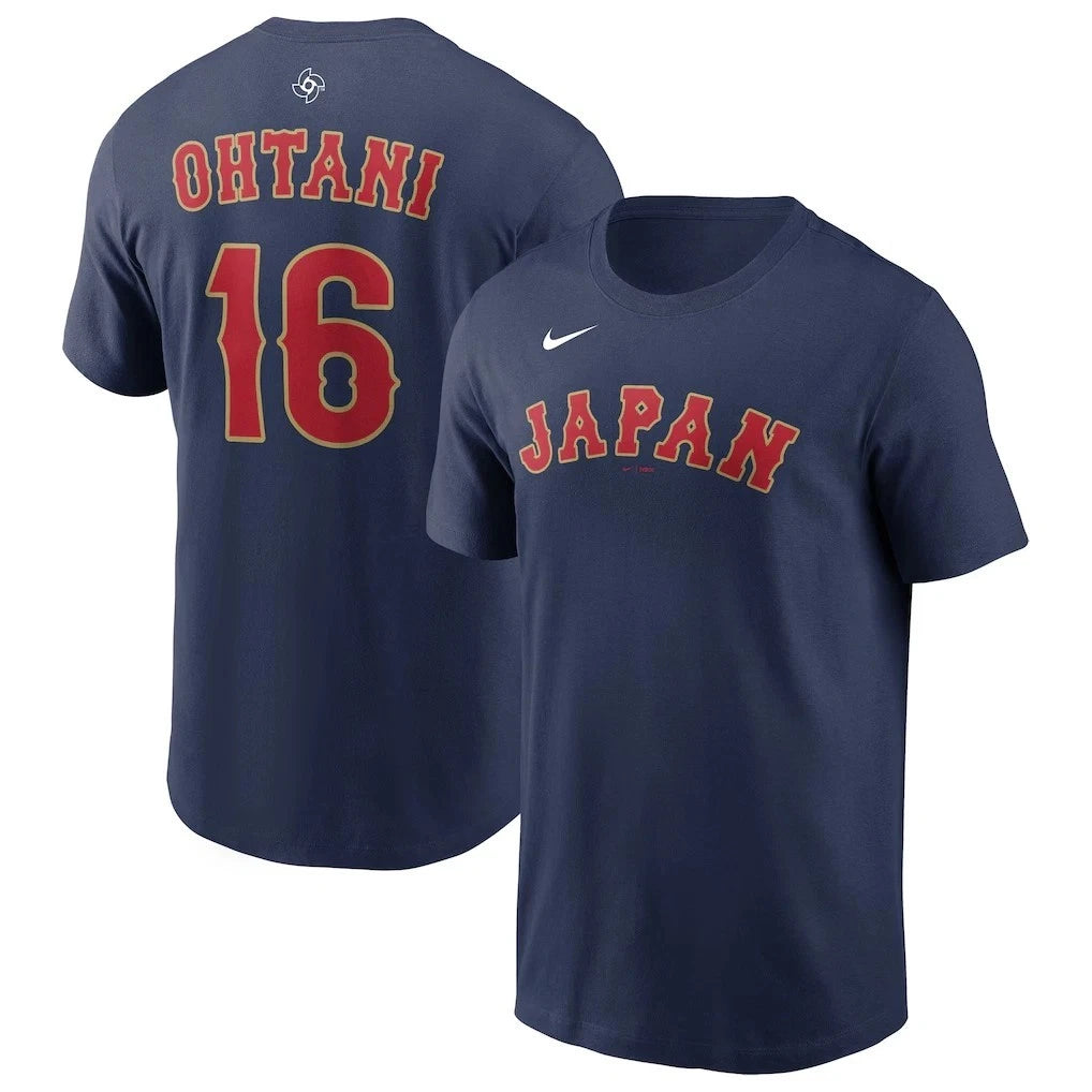 Ohtani 16 Japan Baseball 2026 World Baseball Classic Name & Number T-Shirt, Navy