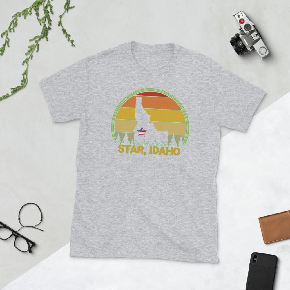 Patriotic Star Idaho Retro Vintage Short-Sleeve Unisex T-Shirt