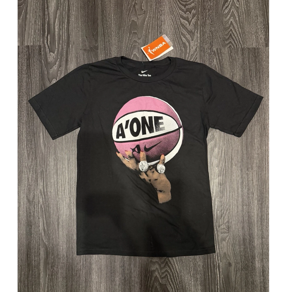 Nik A'One WNBA Graphic Black Cotton Crew Neck T-Shirt Youth L