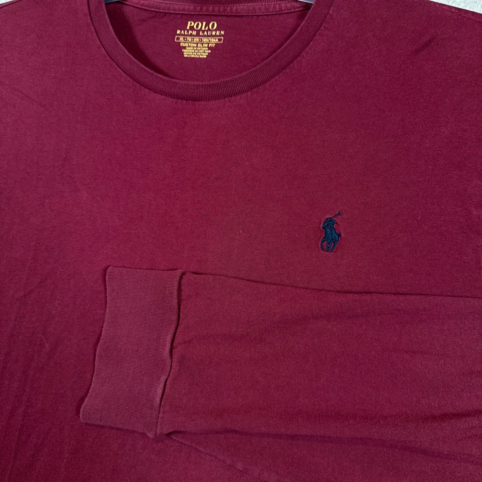 Polo Ralph Lauren Custom Slim Fit Long Sleeve T-Shirt Burgundy XL