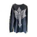Raw State Men’s Black Long Sleeve Crew Neck Graphic Cross Logo T-Shirt