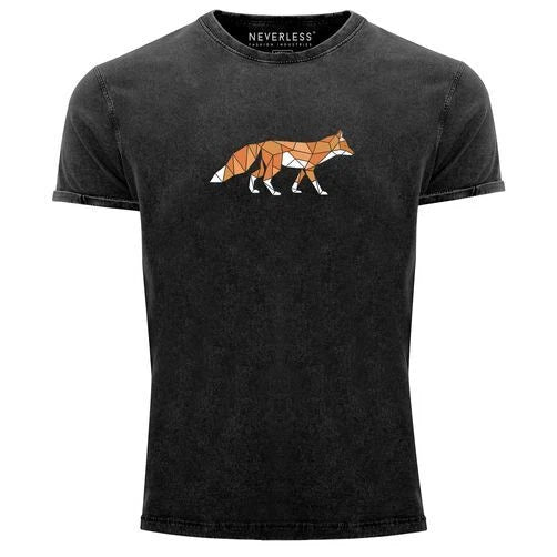 Mens Vintage Shirt Print Fox Polygon Art Print Geometry Outdoor Logo