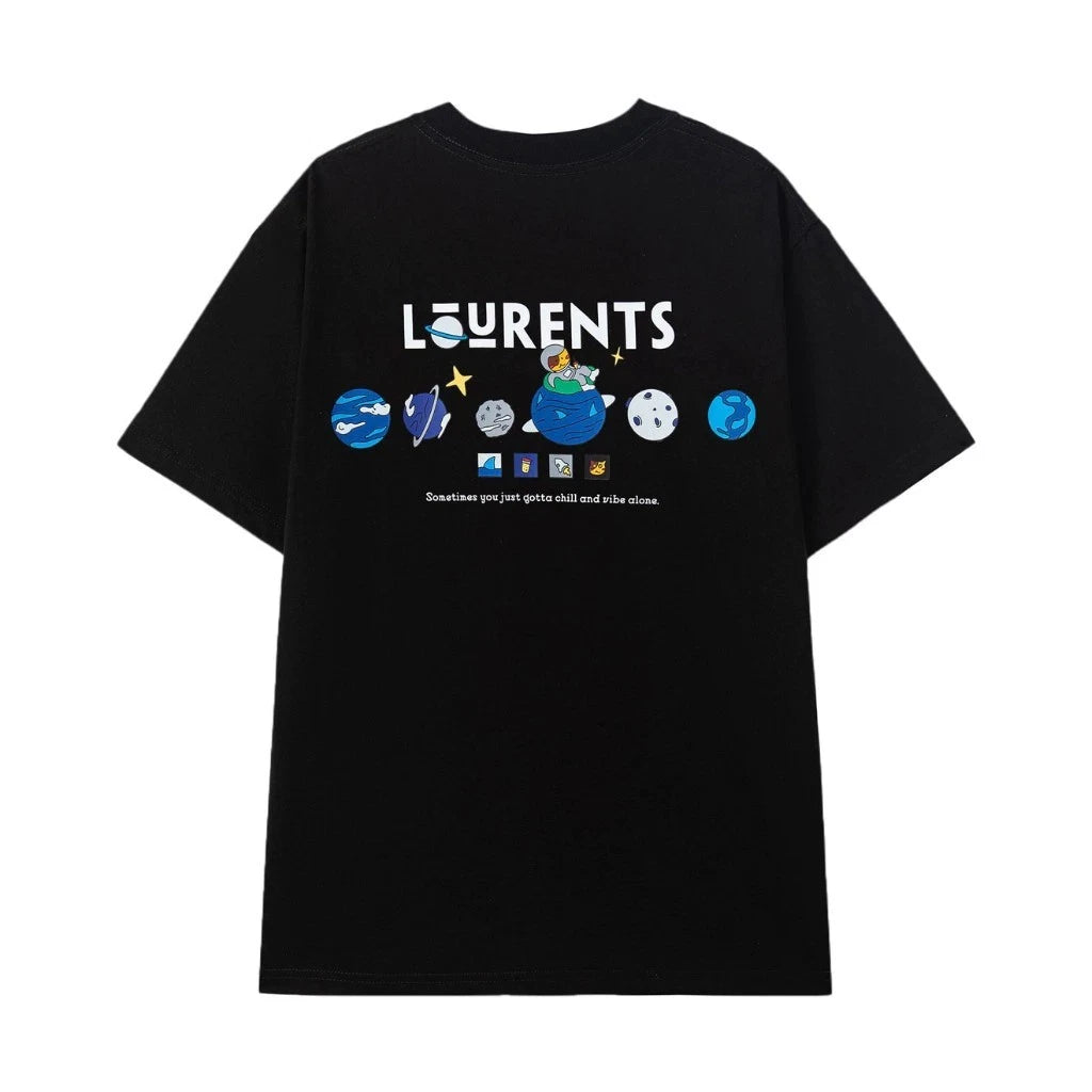 Laurents Planet Cartoon Space Graphic Oversized T Shirt