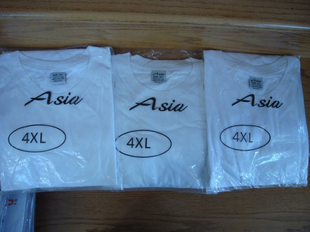 Lot of 3 Men's Asia White T-Shirts Short Sleeve 100% Cotton Crew Neck 4XL New