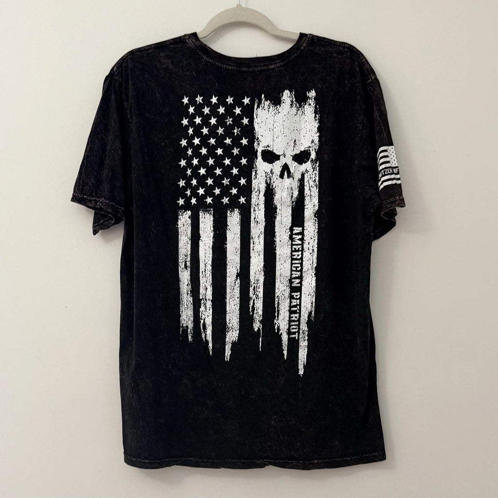 Howitzer Style Men's T-Shirt PATRIOT TORN Black Lava Wash Military Grunt