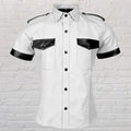 HideWorks Men's Leather Shirt Jacket Slim Fit White - Button - Pockets, Long Sleeve
