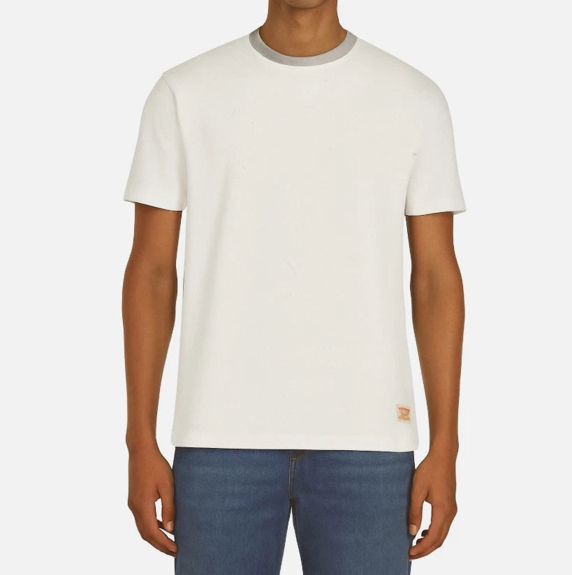 Scotch & Soda Men's Crew Neck Short Sleeve Shirt, White, M