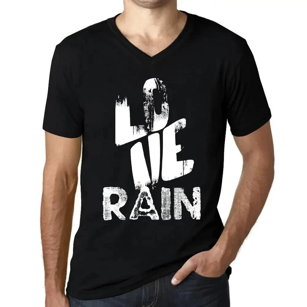 Men's Graphic T-Shirt V Neck Love Rain Eco-Friendly Limited Edition Short Sleeve