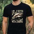 Mens Funny Shark Print Cotton T-Shirt Size XS to 5XL