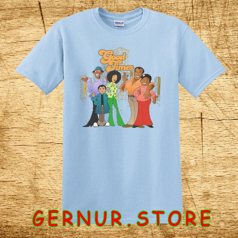 Good Times 70’s Tv Sitcom Animated Retro Style Of Cast Blue Size S to 5XL