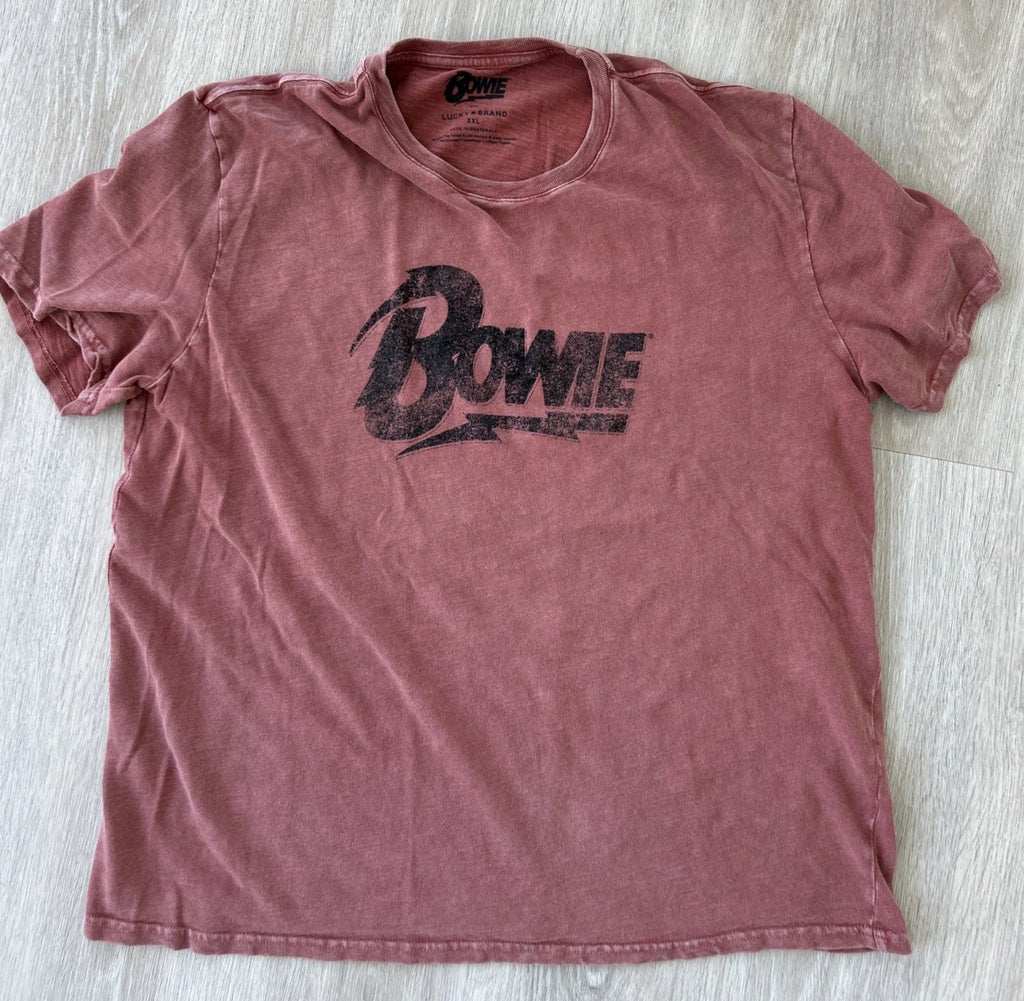 Lucky Brand Bowie Graphic T-Shirt XXL Rust Oversized Cotton Logo Tee