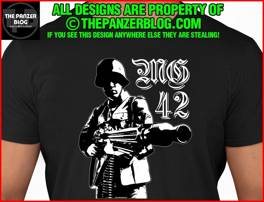 German Soldier MG42 T-Shirt WWII Wehrmacht Machine Gun