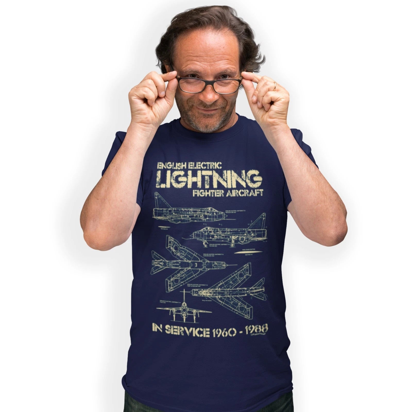 English Electric Lightning Blueprint T-Shirt Classic Fighter Jet Size S - 5XL