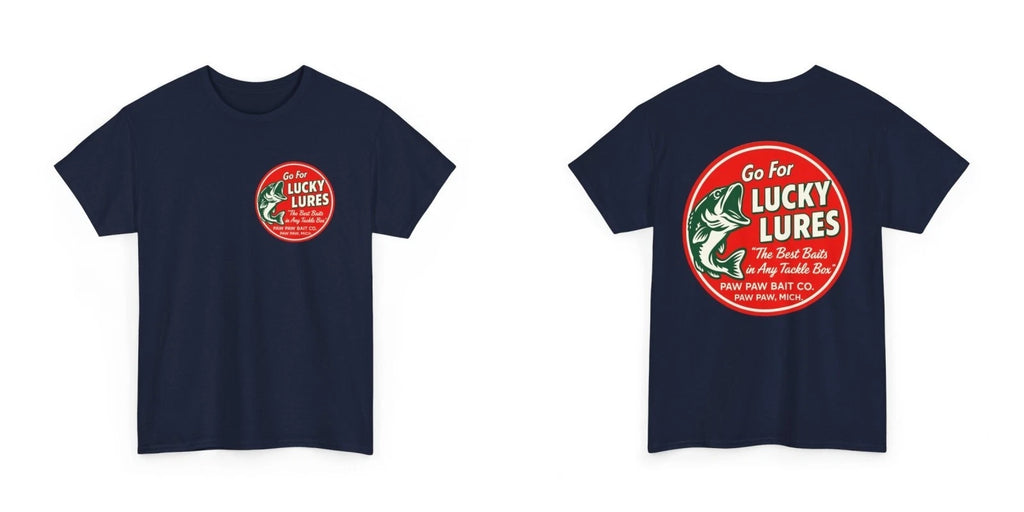 Paw Paw Bait Co. Lucky Lures Vintage Michigan Fishing Fish Logo Graphic T-Shirt