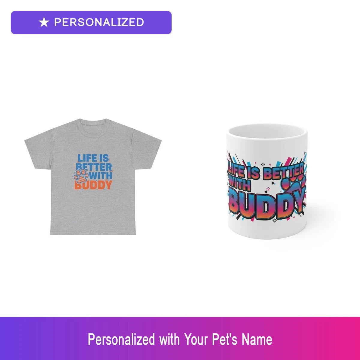 Custom Pet Gift Set Shirt Mug Personalized Name Bundle Dog Lover