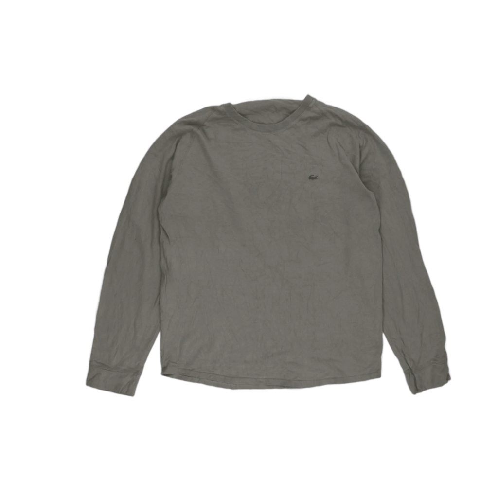 Lacoste Men's Gray Crew Neck Long Sleeve Cotton T-Shirt Size L