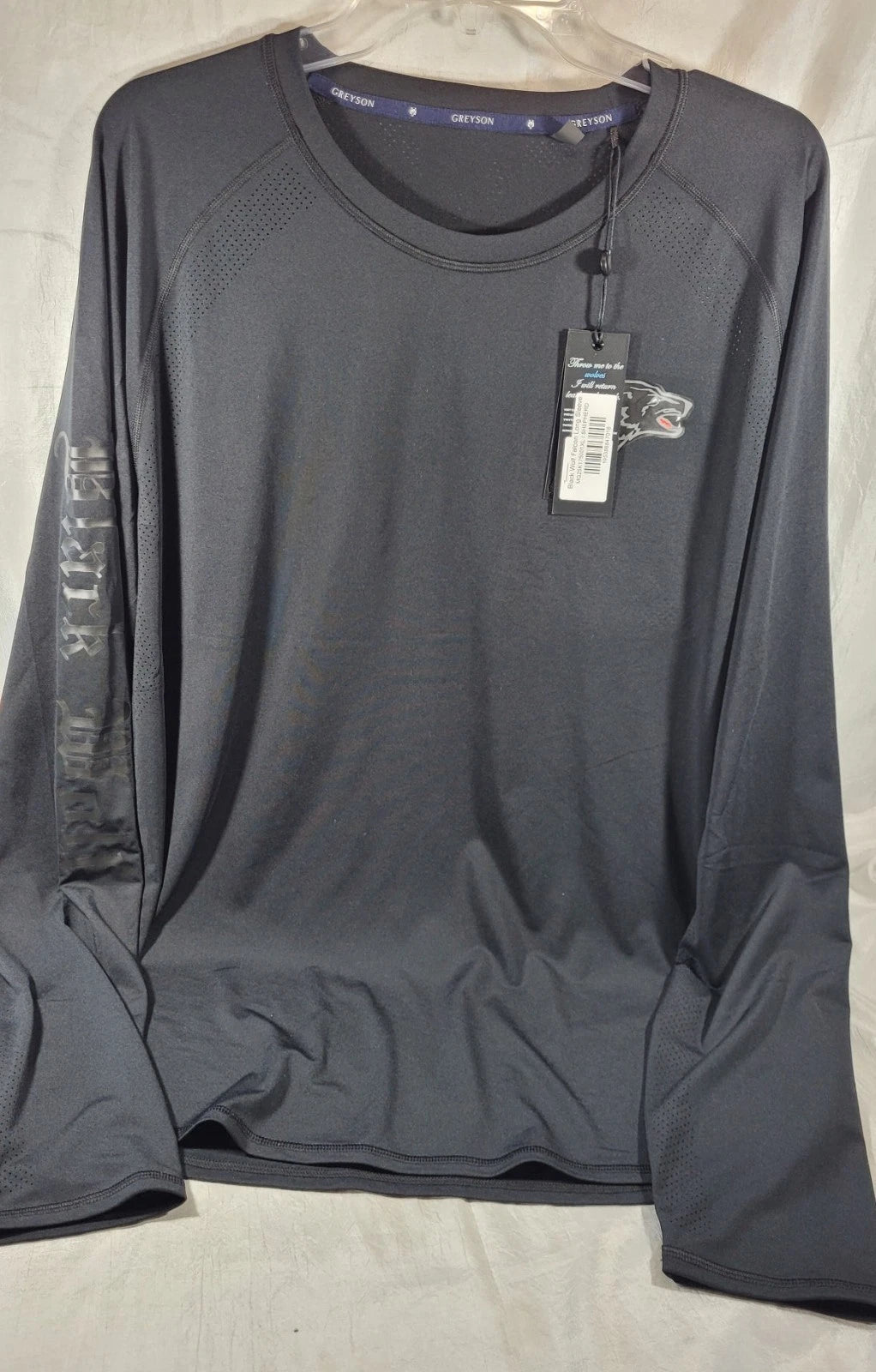 Greyson Men's Black Wolf Falcon Long Sleeve Performance Tee - Black - XL