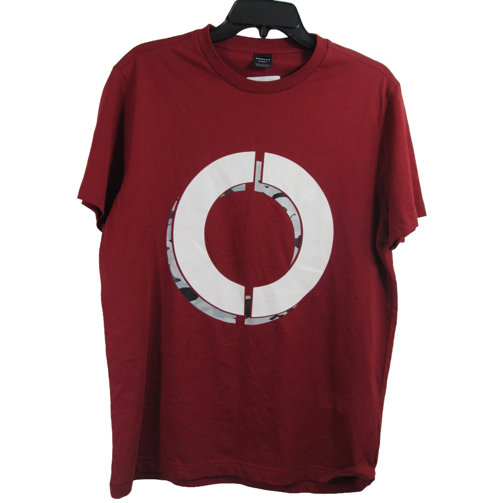 Oakley Custom Fit T-Shirt Mens Size M Burgundy Graphic Tee Short Sleeve Pullover