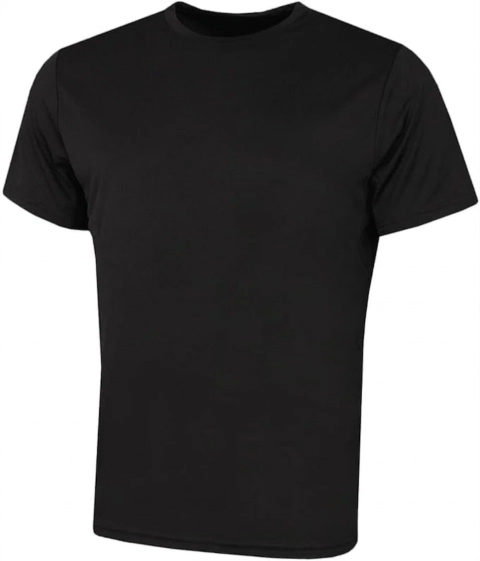 Mens 2026 Lightweight Wicking Performance Tech T-Shirt Black Crew Neck Regular
