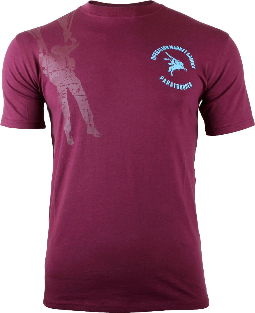 Maroon Pegasus Small Logo Paratrooper T-Shirt British 6th Airborne Division
