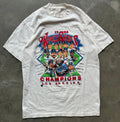 1988 Dodgers World Series Champions Vintage White MLB Caricature Tee Reprint