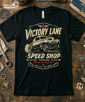 Victory Lane Speed Shop Shirt Hot Rod Hauling Ass Gasser Drag Racing Tee XS-5XL