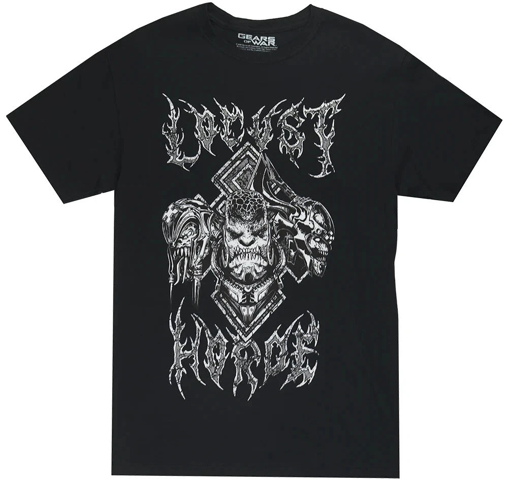 Gears of War Locust Horde White Graphic Black T-Shirt – GOW Black Gamer Tee
