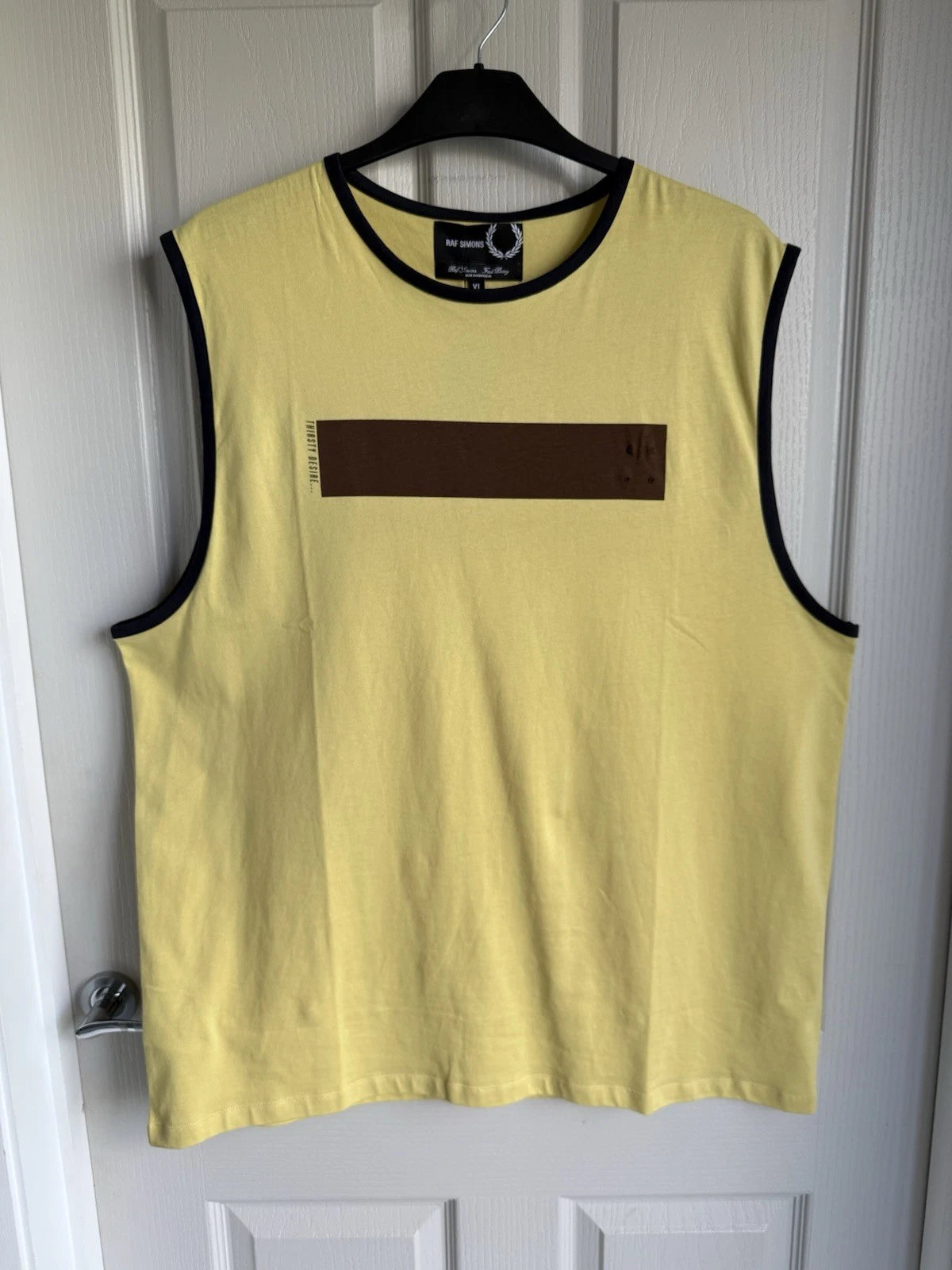 Raf Simons x Fred Perry Archive Sleeveless Vest Tank Top XL Yellow Rare
