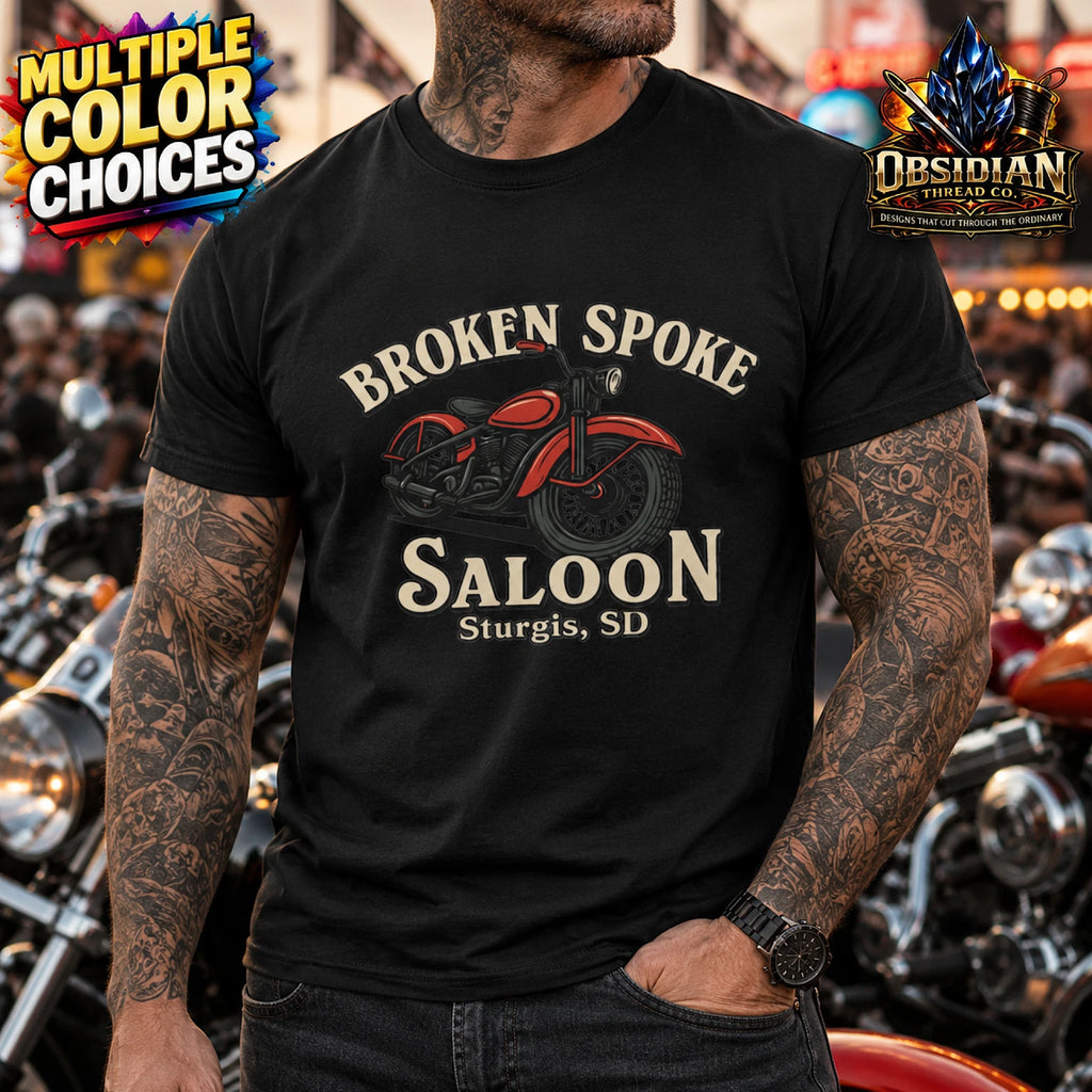 Broken Spoke Saloon Sturgis SD Vintage Retro Style Biker Shirt Motorcycle Merch