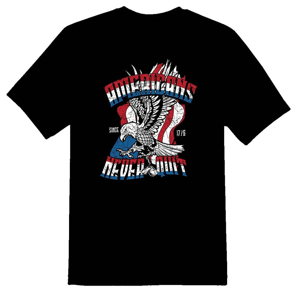 Americans Never Quit Shirt  Black or White Tee