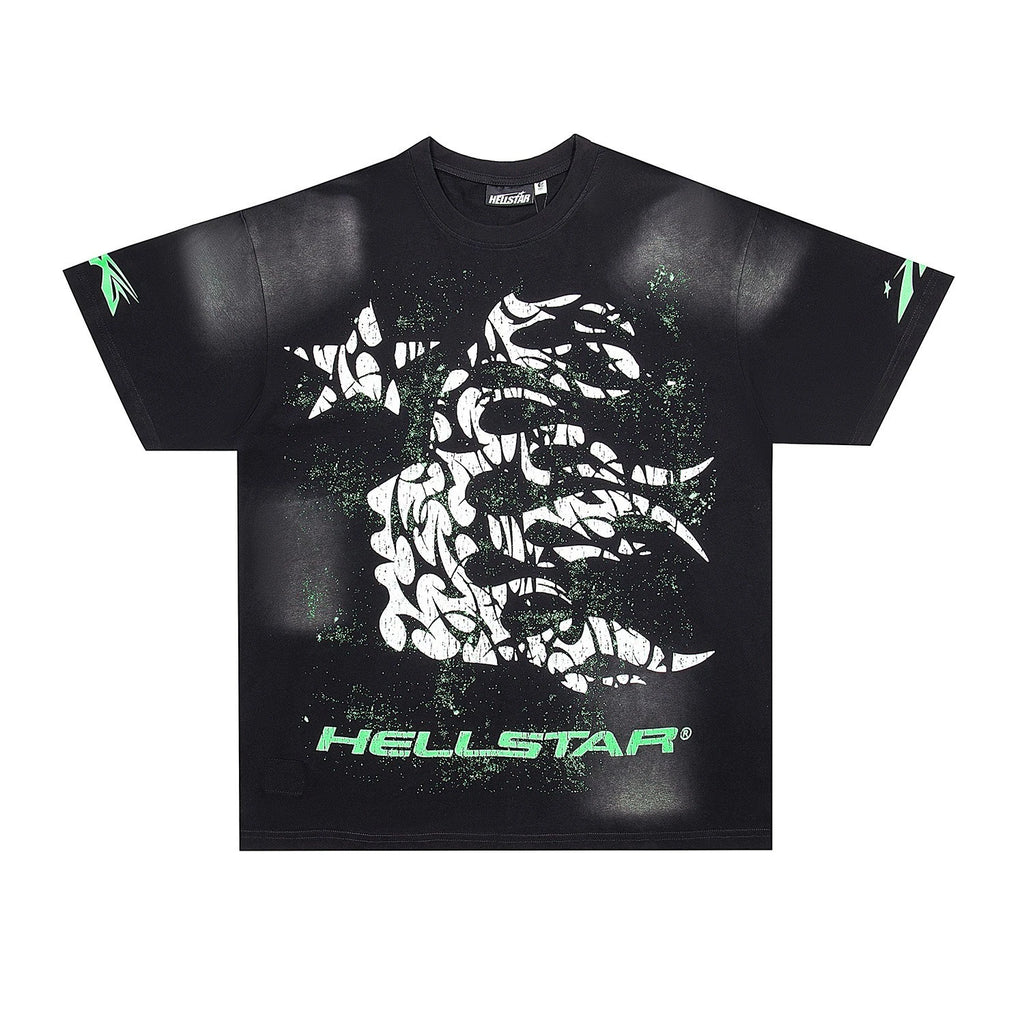 Black Skull Star Graphic Tee Men Unisex Washed Oversized Streetwear Short Sleeve