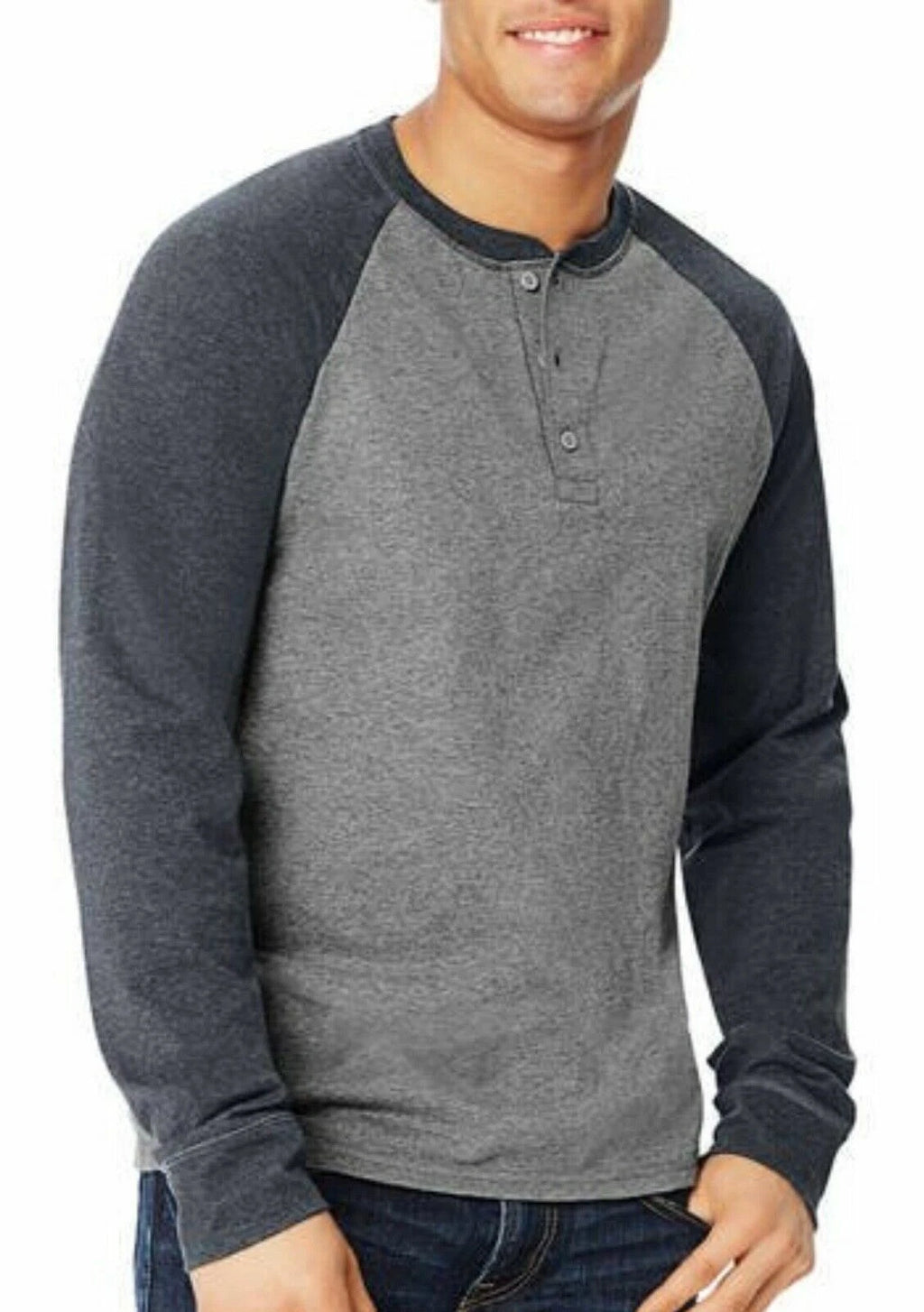 Hanes Big Men's X-temp Long Sleeve Colorblock Raglan Henley T-shirt 2X (NEW)