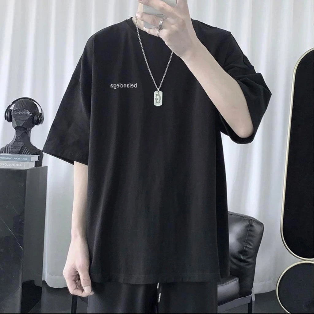 Simple One Point Short Sleeve T shirt L Black Unisex New and Unused