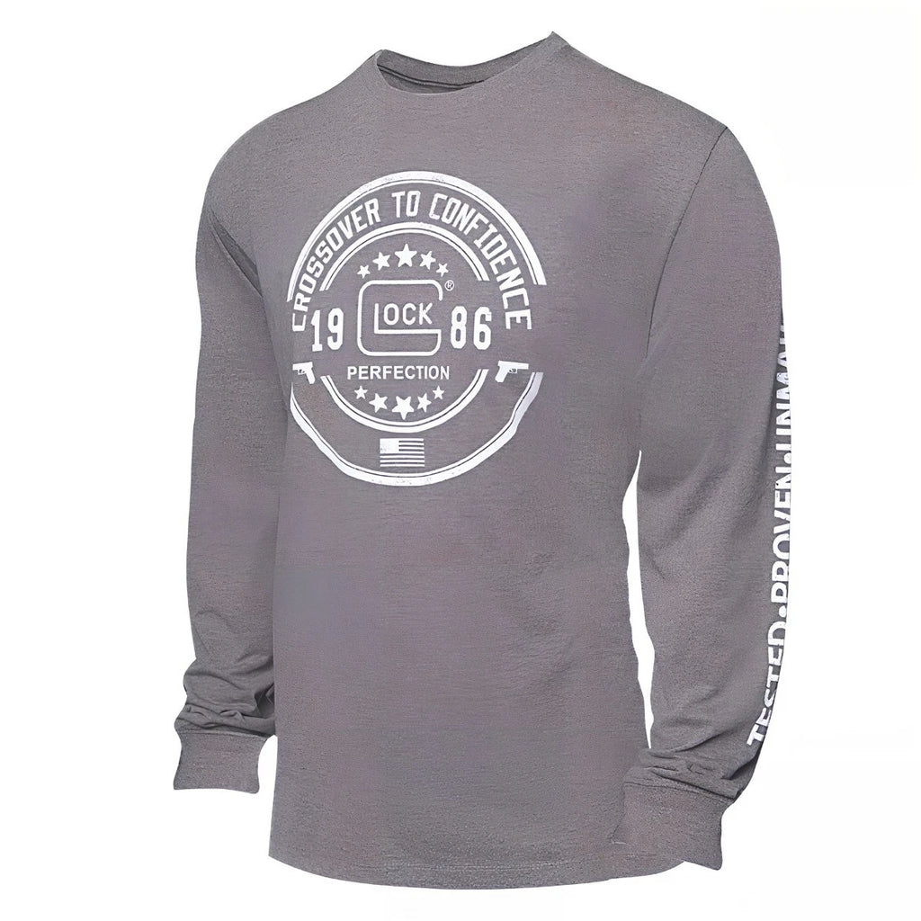 Glock Crossover Long Sleeve T-Shirt Heather Gray AP9S79 Size S-3XL