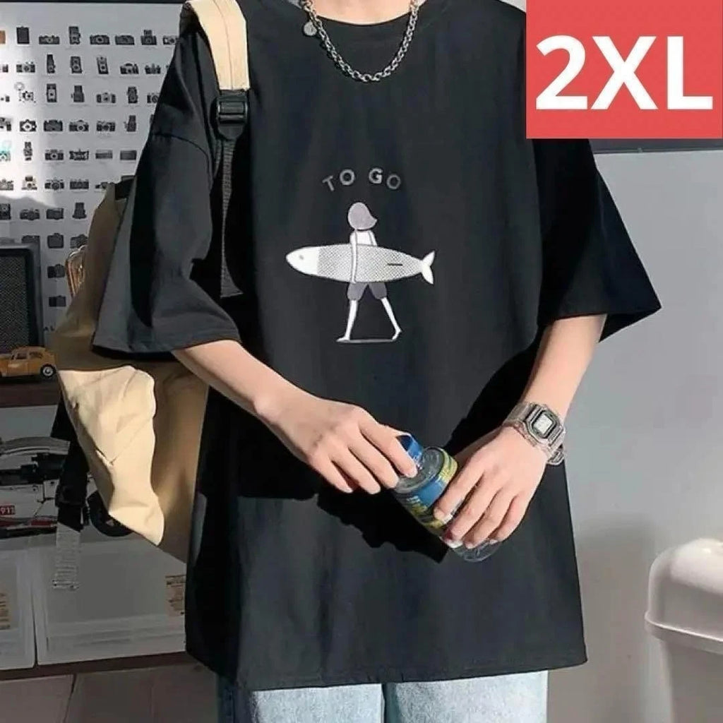 T Shirt (2XL Black) Surfing Short Sleeve Top Spring Autumn Simple Clothing Top m